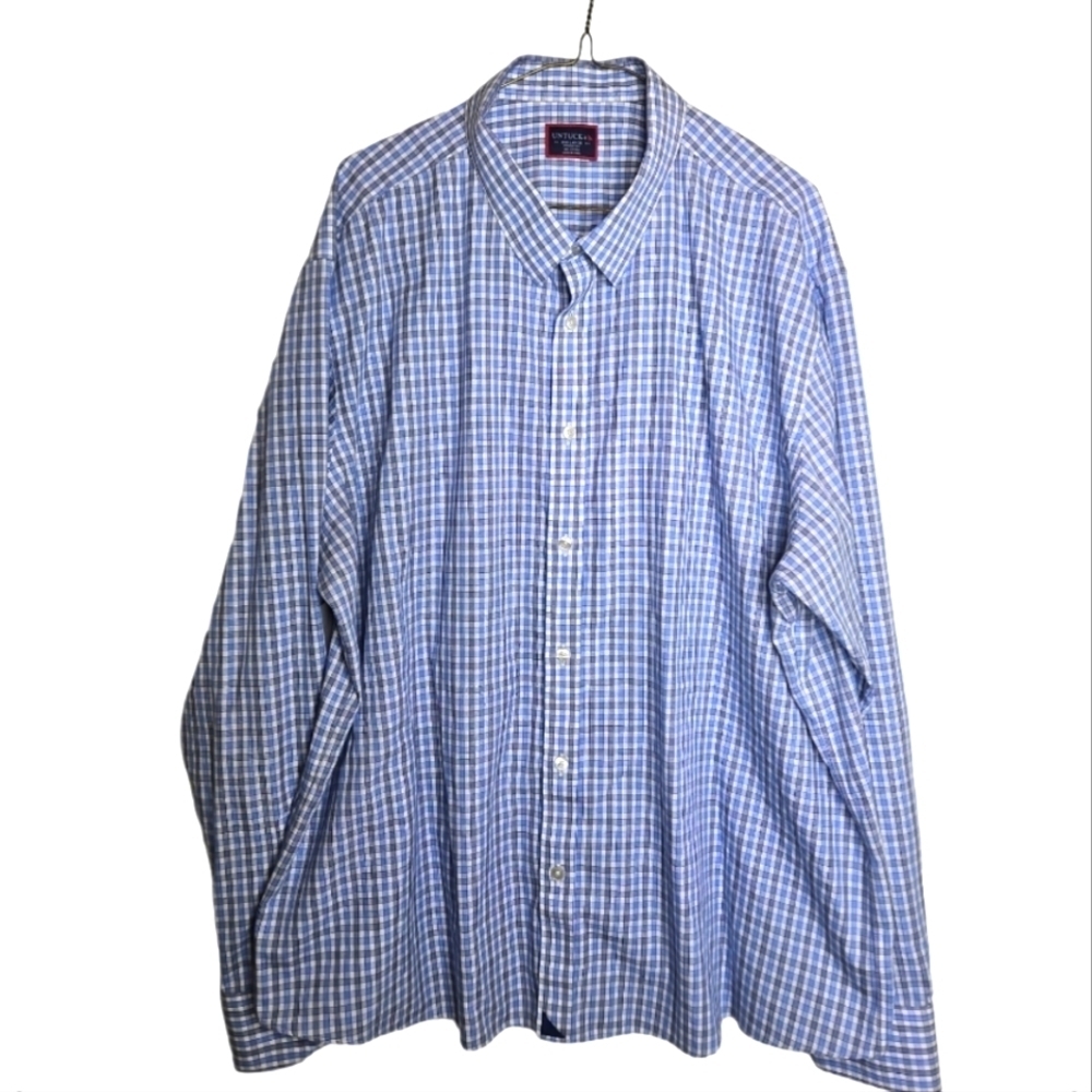 Untuckit Blue Check Button Down Long Sleeve Shirt Size XXL